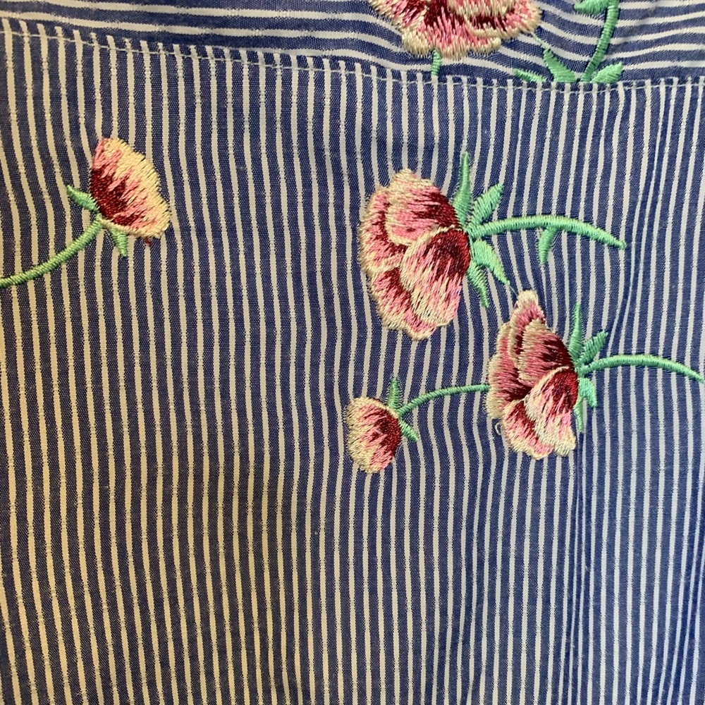 Bobeau embroidered stripe cold shoulder dress L - Picture 6 of 6